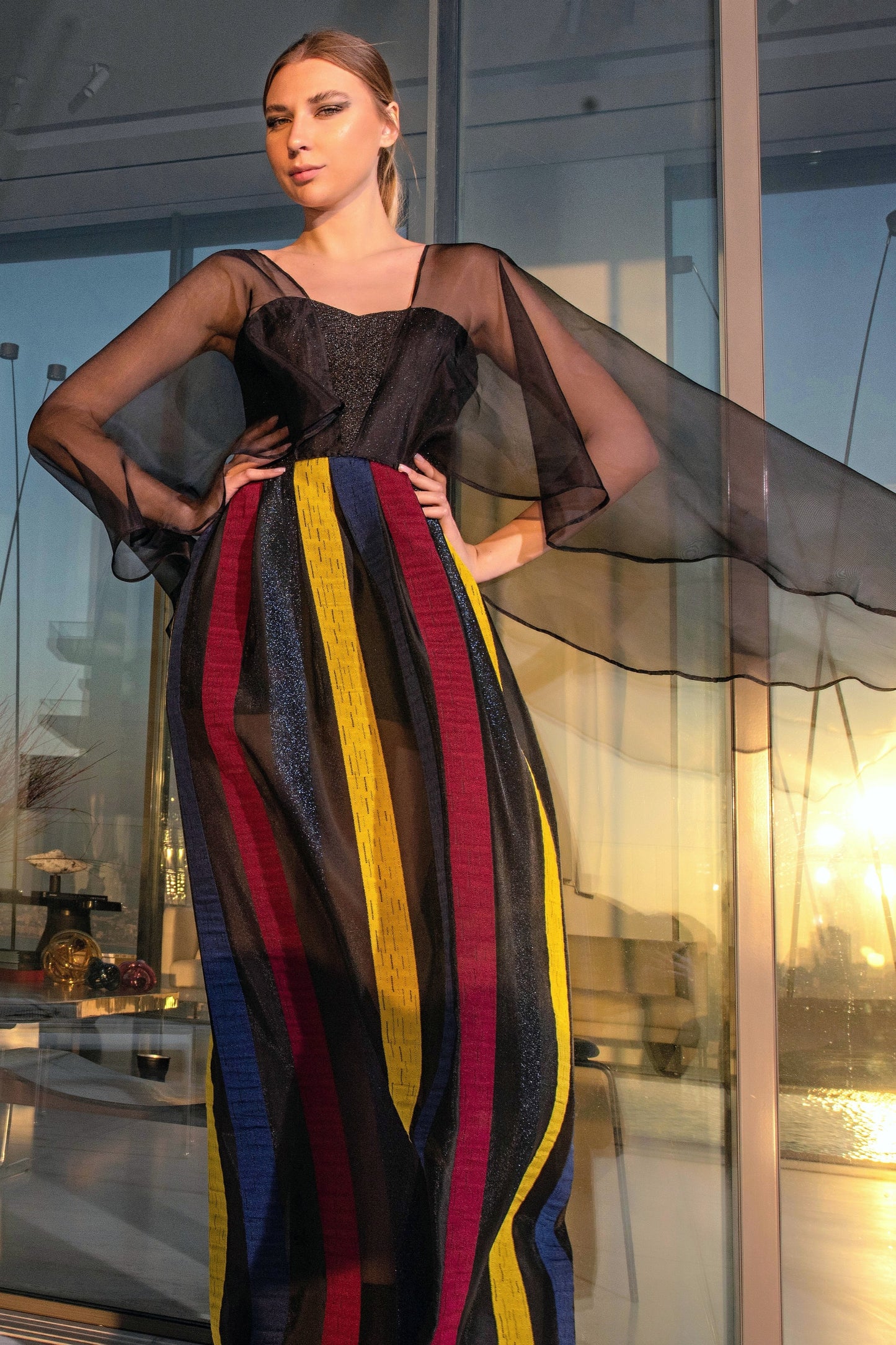 Striped Organza Gown