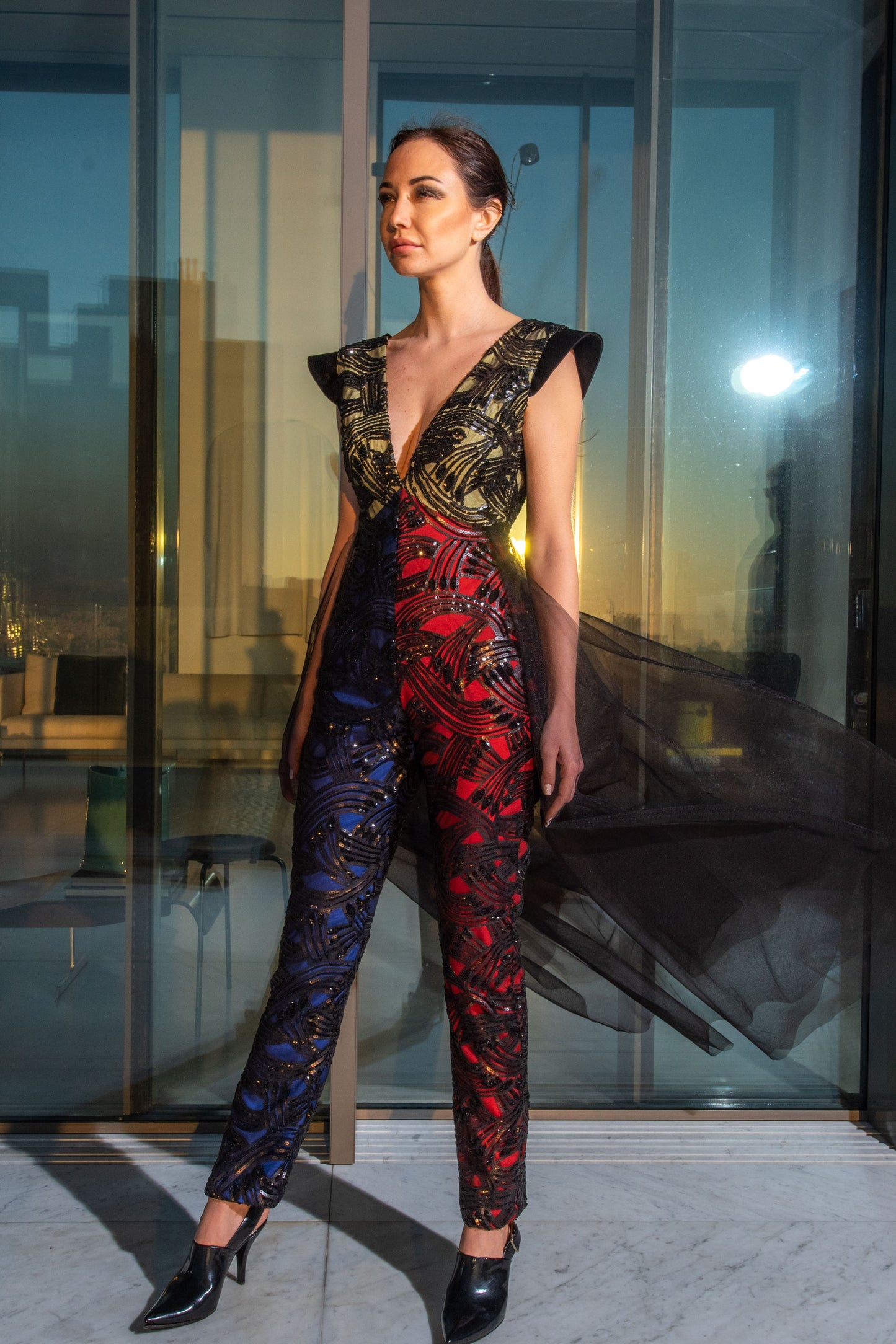 Embroidered Tulle Jumpsuit