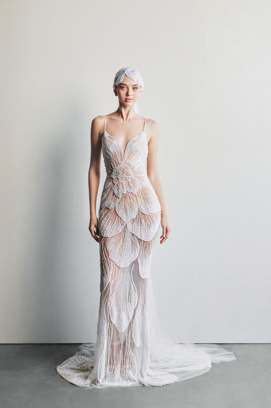 Floral Appliques Wedding Dress