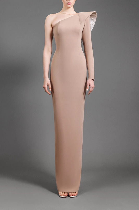 Structured Crepe One Shoulder Gown