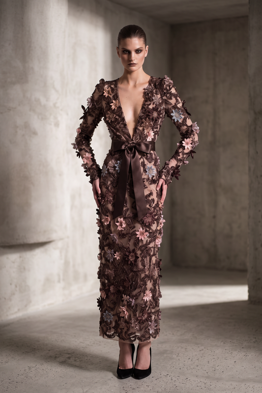 Long Sleeve V-Neck Dress