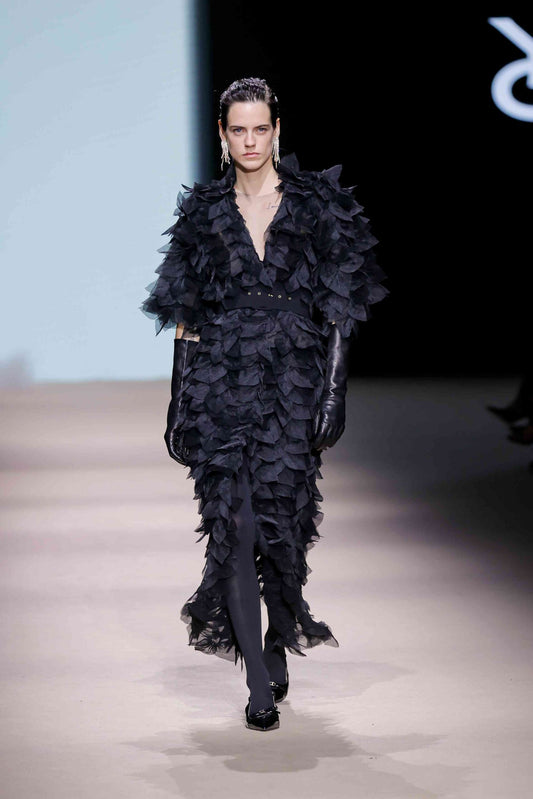 Feather Appliqué Tulle Coat