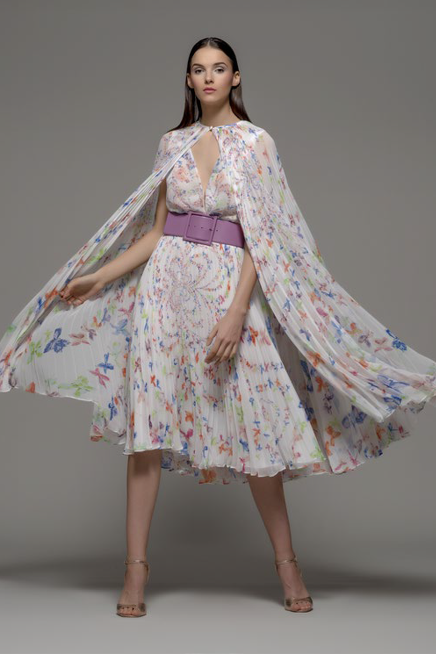 Floral Pleated Midlan Dress