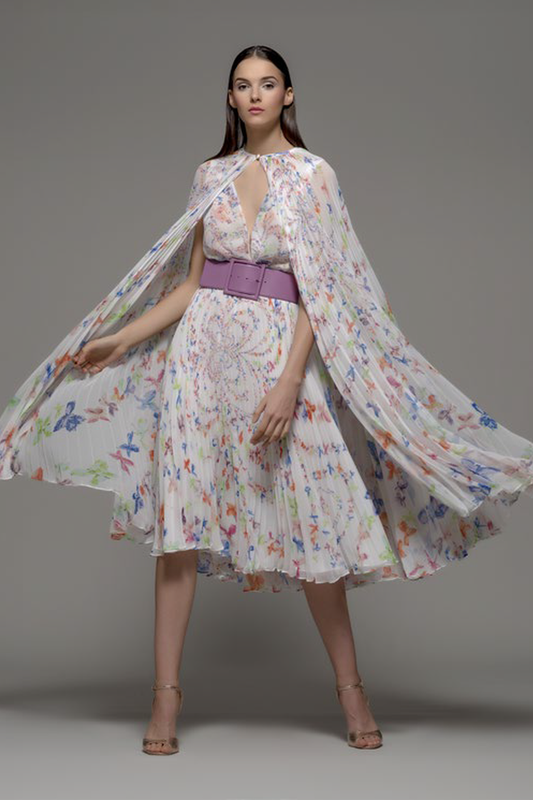 Floral Pleated Midlan Dress