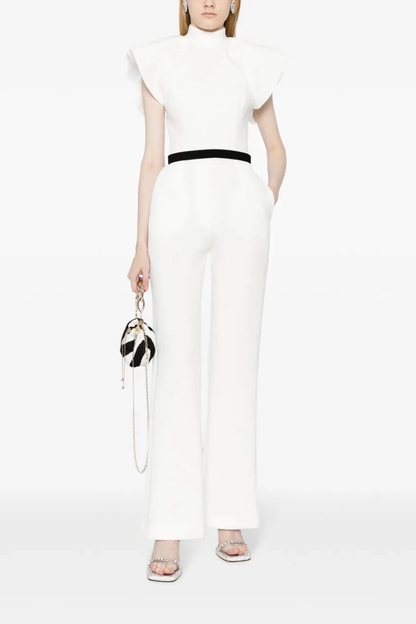 Ruffled Details Belted Jumpsuit