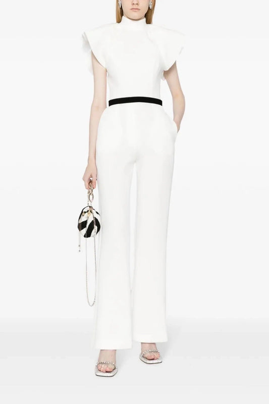 Ruffled Details Belted Jumpsuit