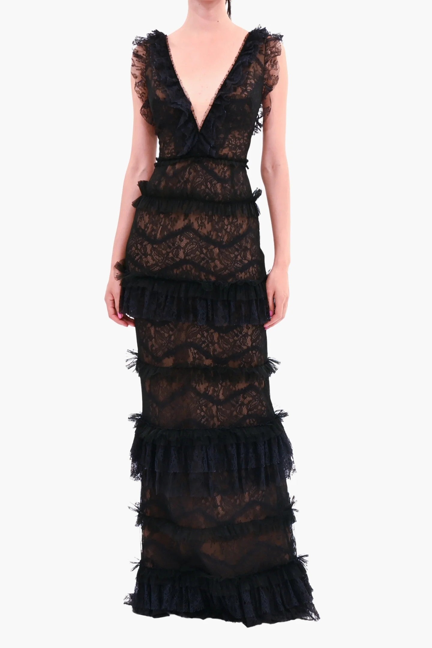 Chantilly Lace Tiered Gown