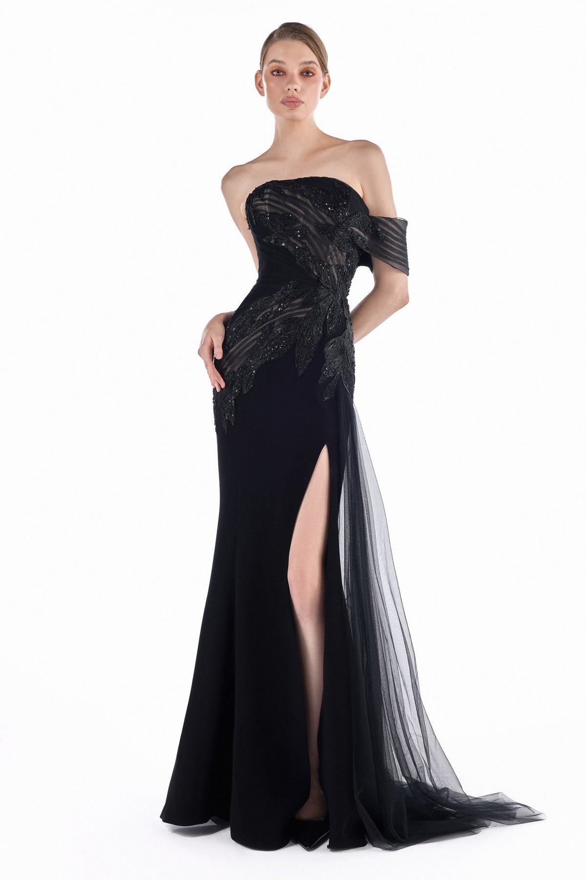 Noir Comet Sheath Gown