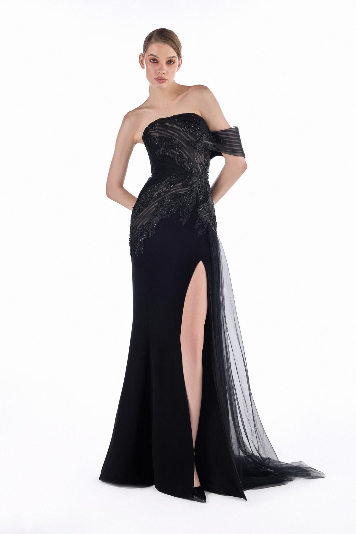 Noir Comet Sheath Gown