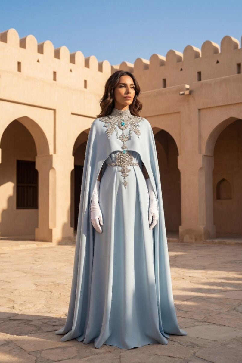 Dramatic Cape Sleeve Gown