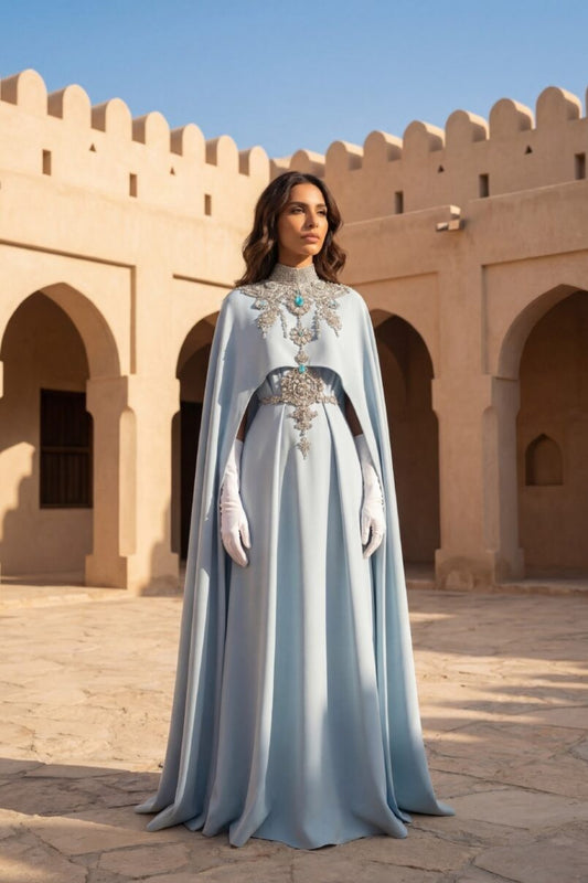 Dramatic Cape Sleeve Gown