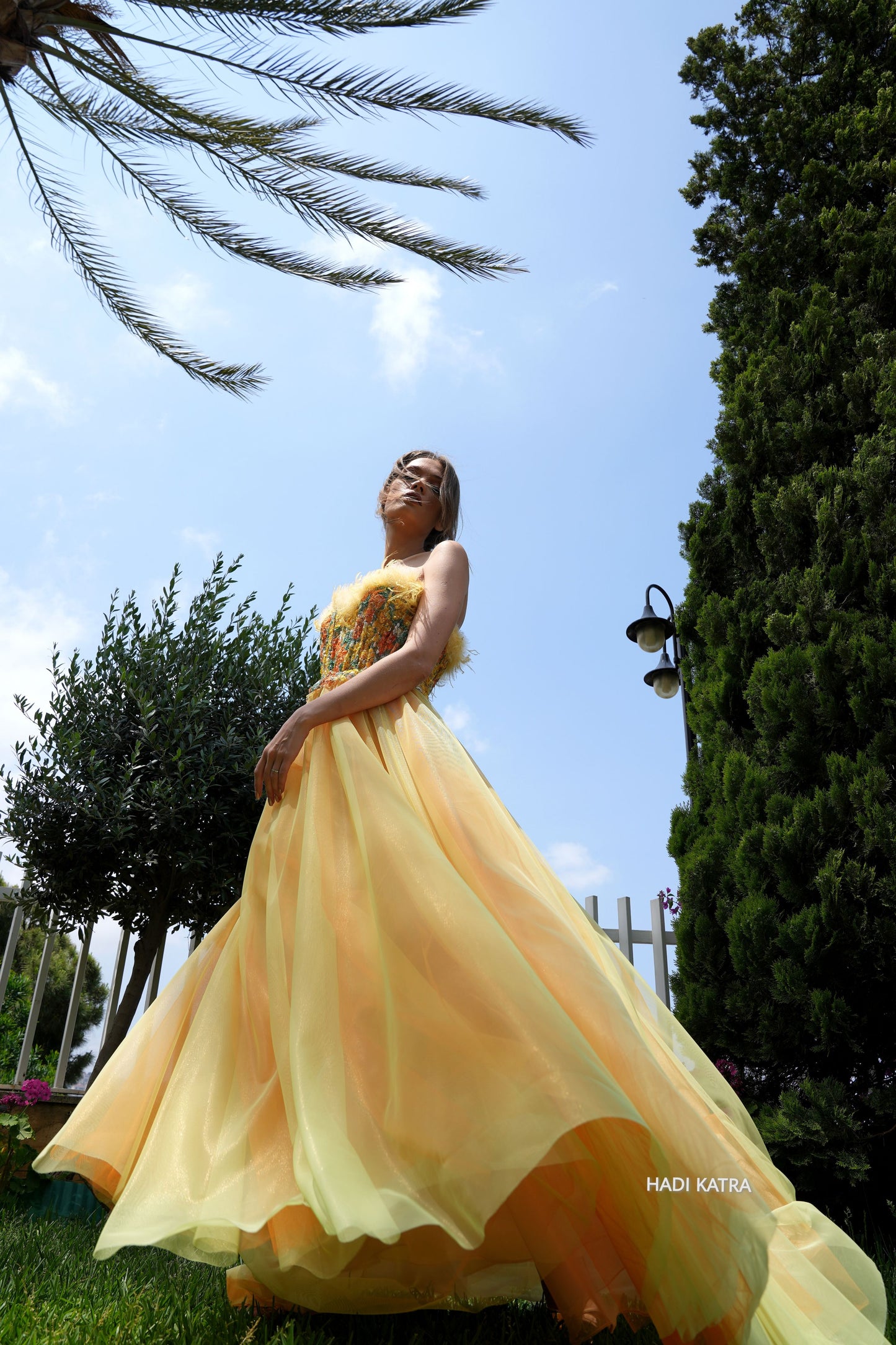 Tulle Gown with Multicolor Lace Bodice