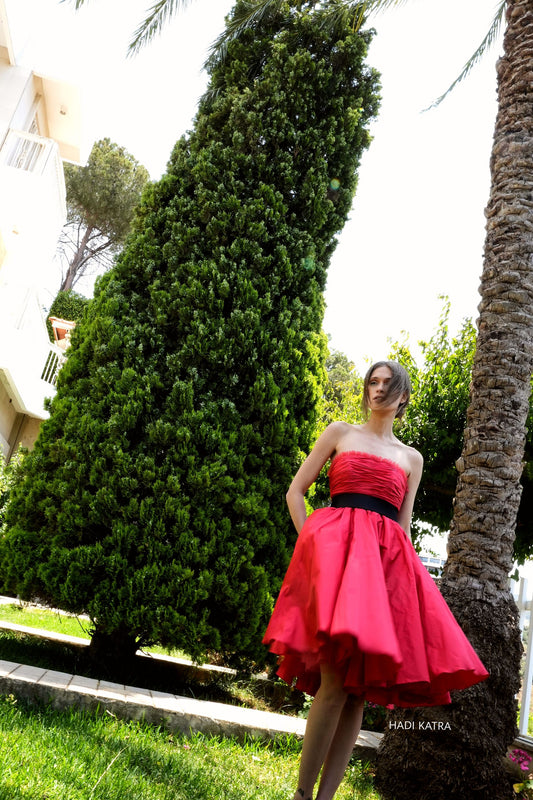 Taffeta Dress with Belt