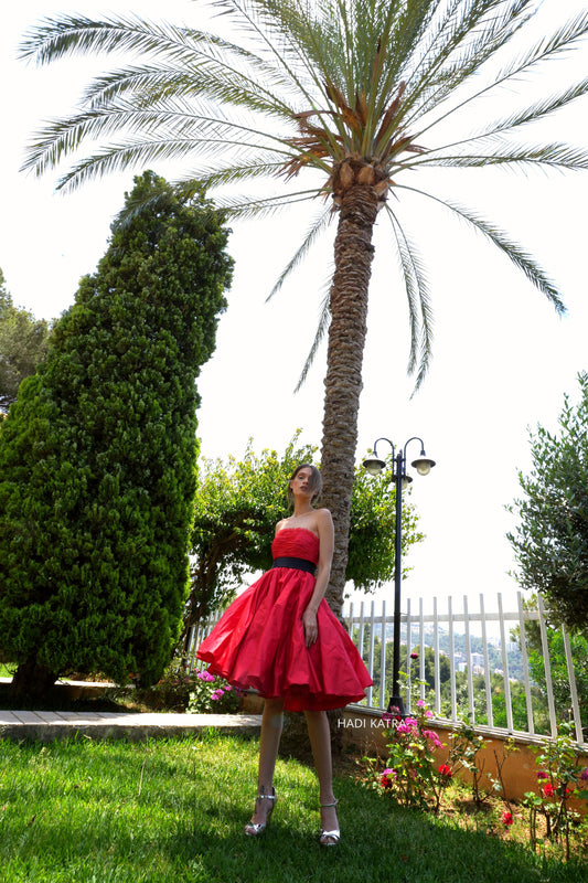 Taffeta Dress with Belt
