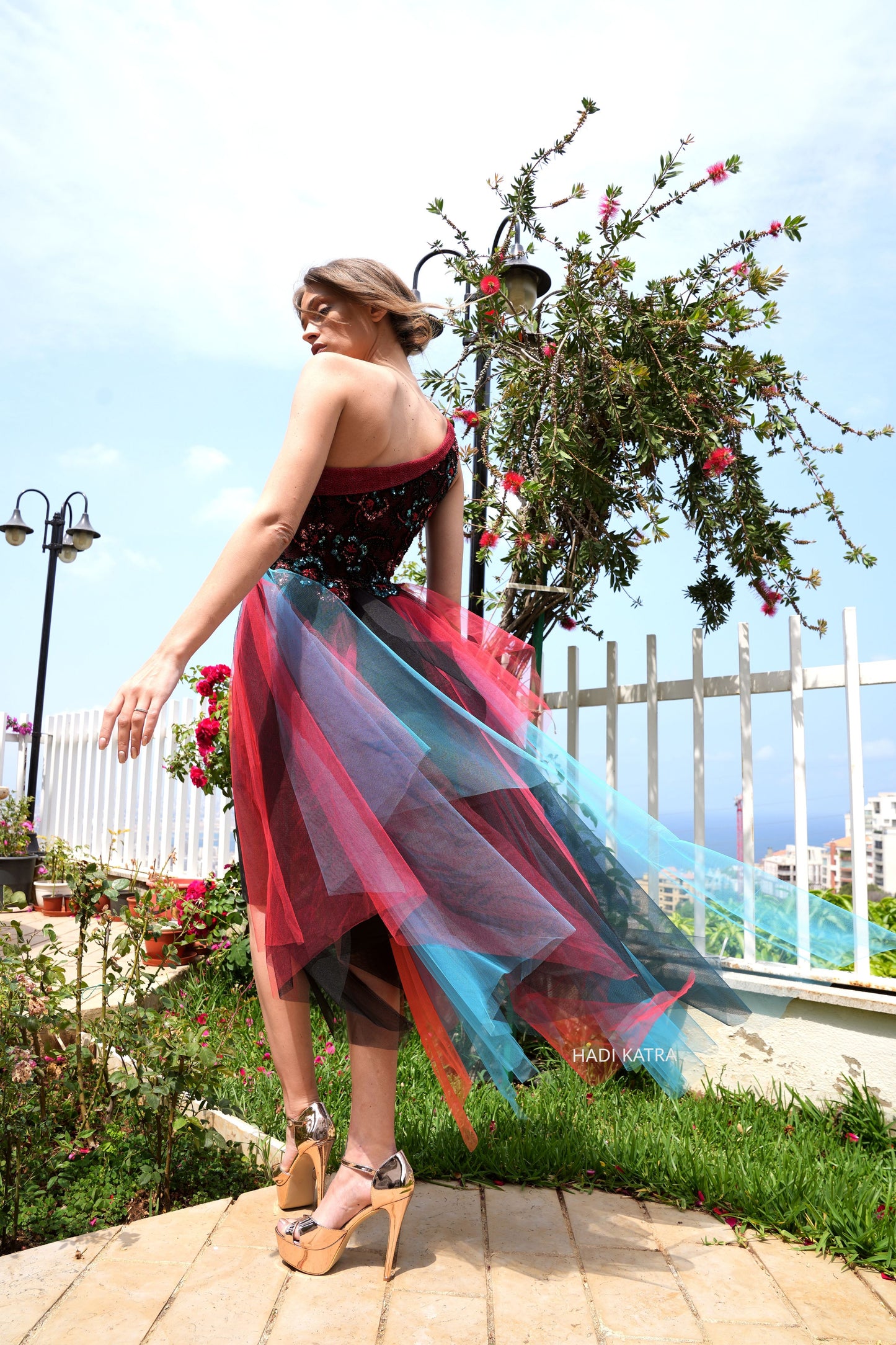 Multicolor Lace and Tulle Dress