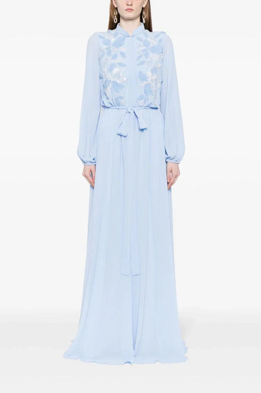 Crepe Georgette Kaftan with Embroidered Flowers