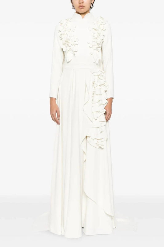 Crepe Kaftan with 3D Laser-Cut Embroidery