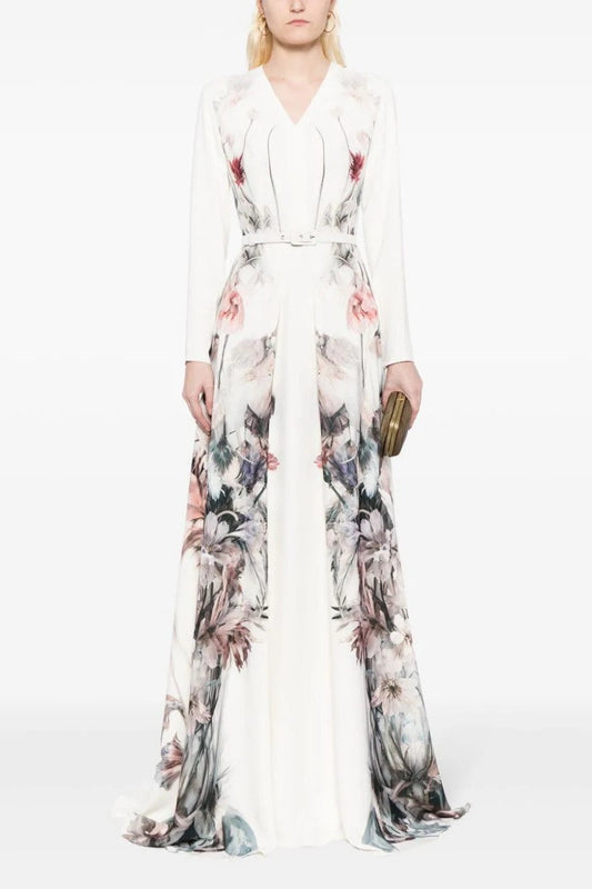 Crepe Flowers Printed Kaftan
