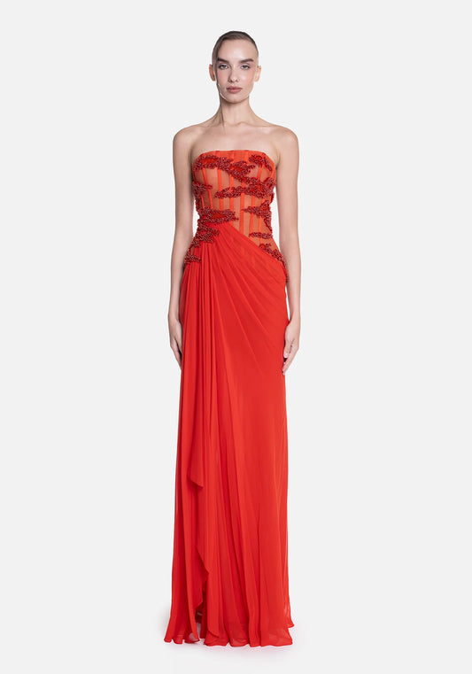 Strapless Crepe Gown