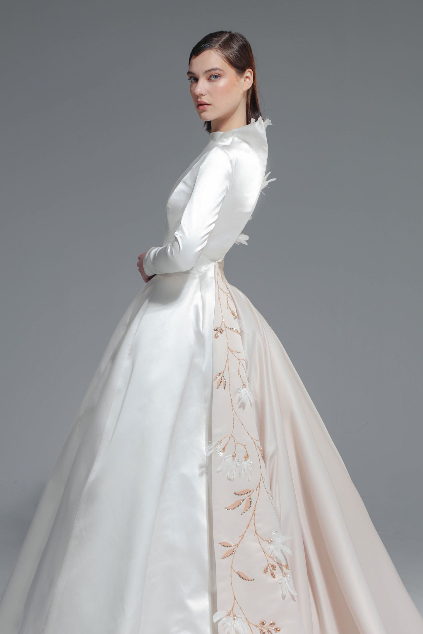 Long Sleeve Ball Gown with Overskirt