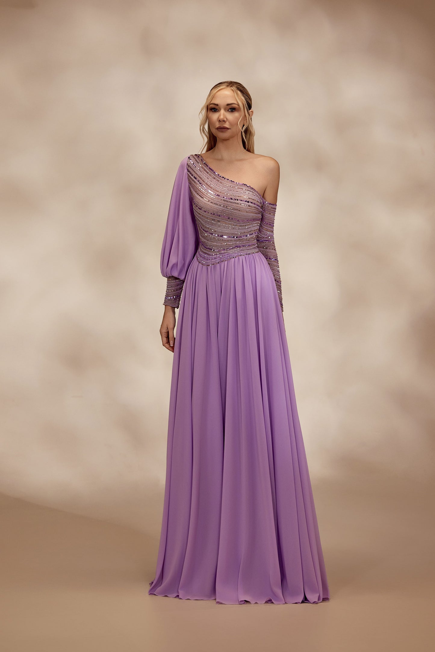 One-Shoulder Lavender Dress