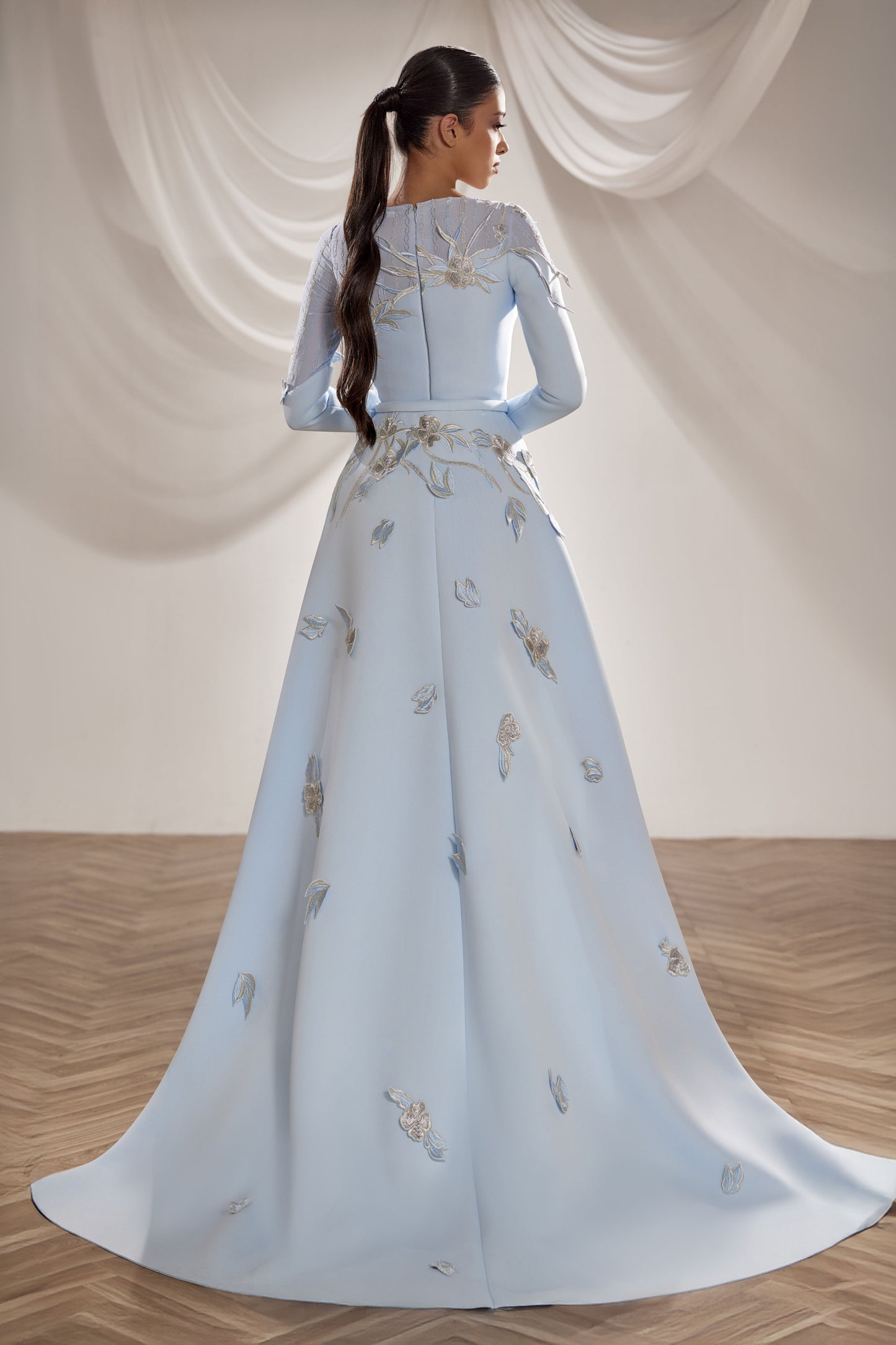 Long Sleeve Floral Gown