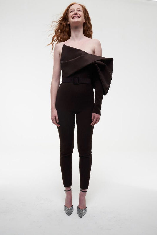 Brown Bow Jumpsuit