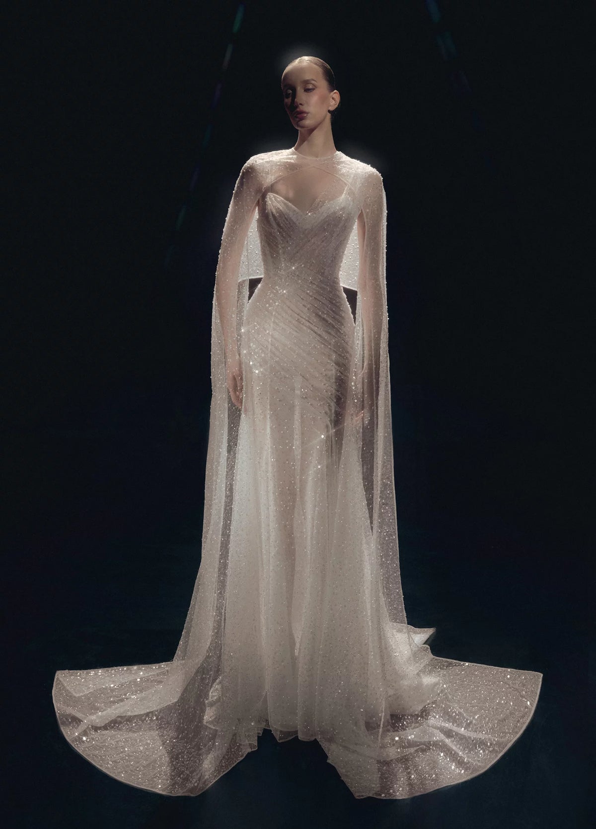 Draping Long Sleeve Gown