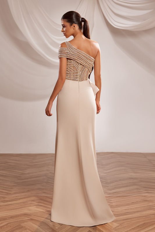 Asymmetric Neckline Gown