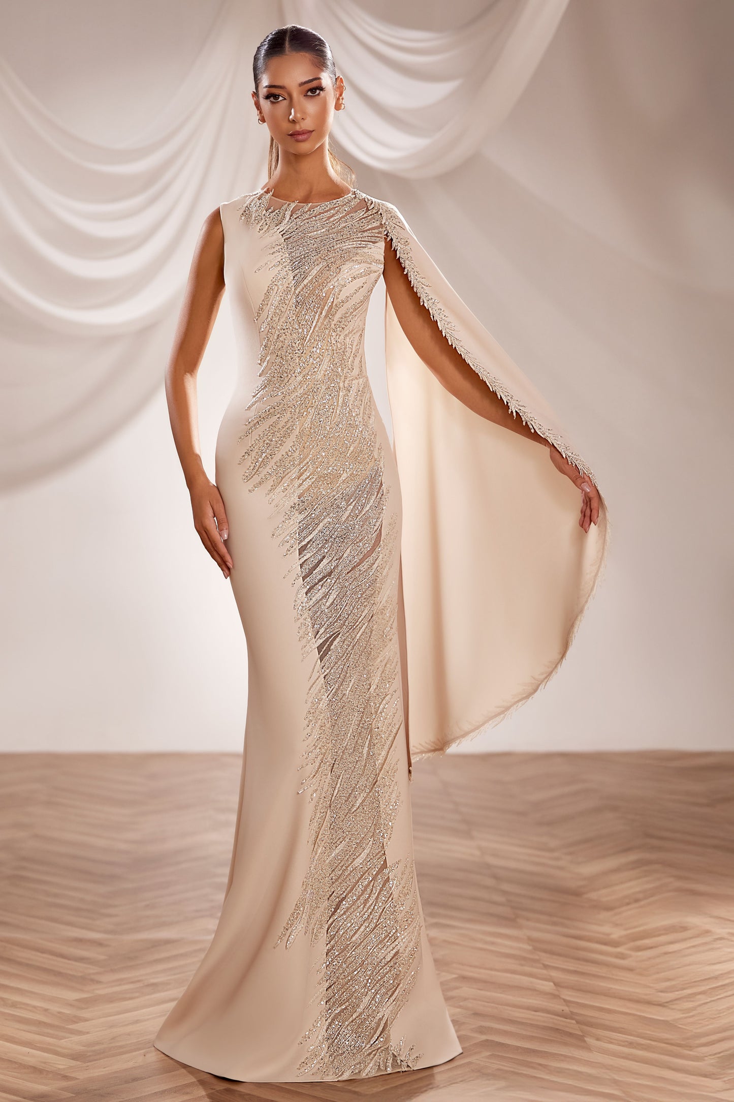 Cape Sleeve Gown