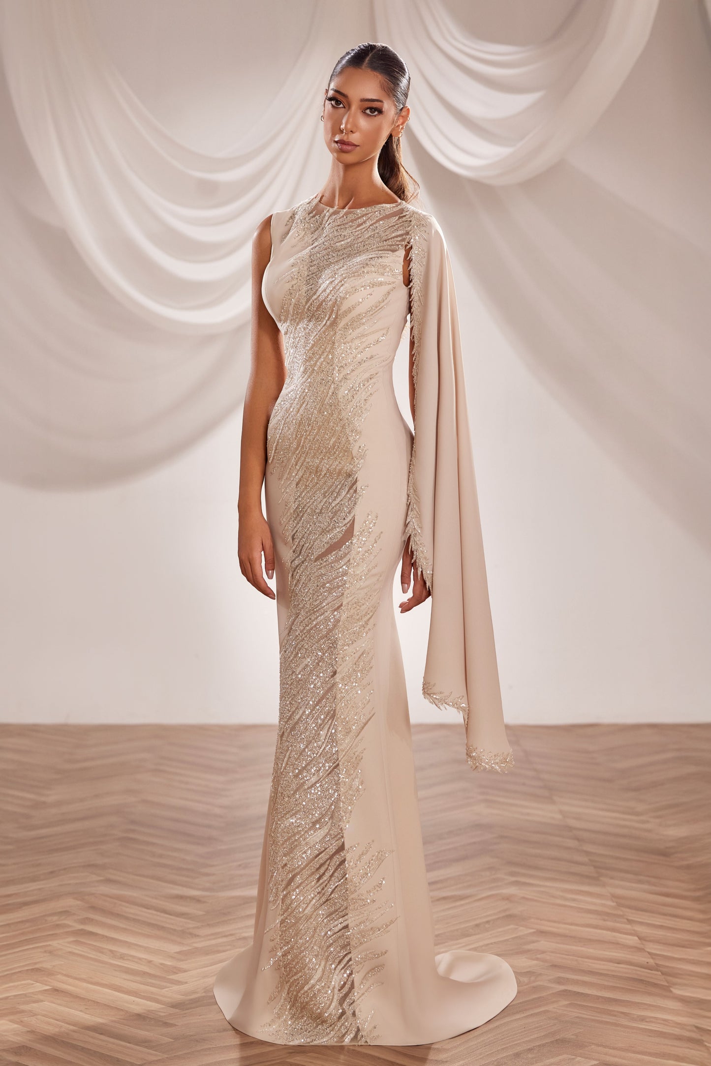Cape Sleeve Gown
