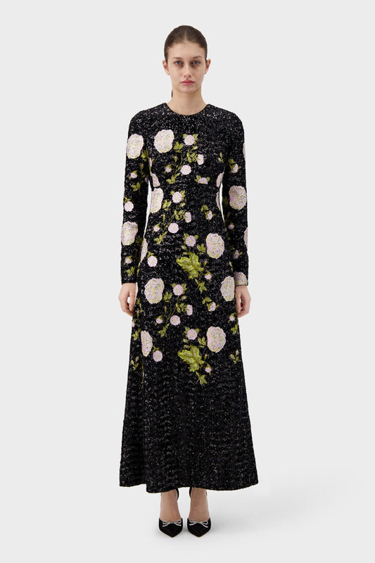 Bow-Detailed Sequin Maxi Gown