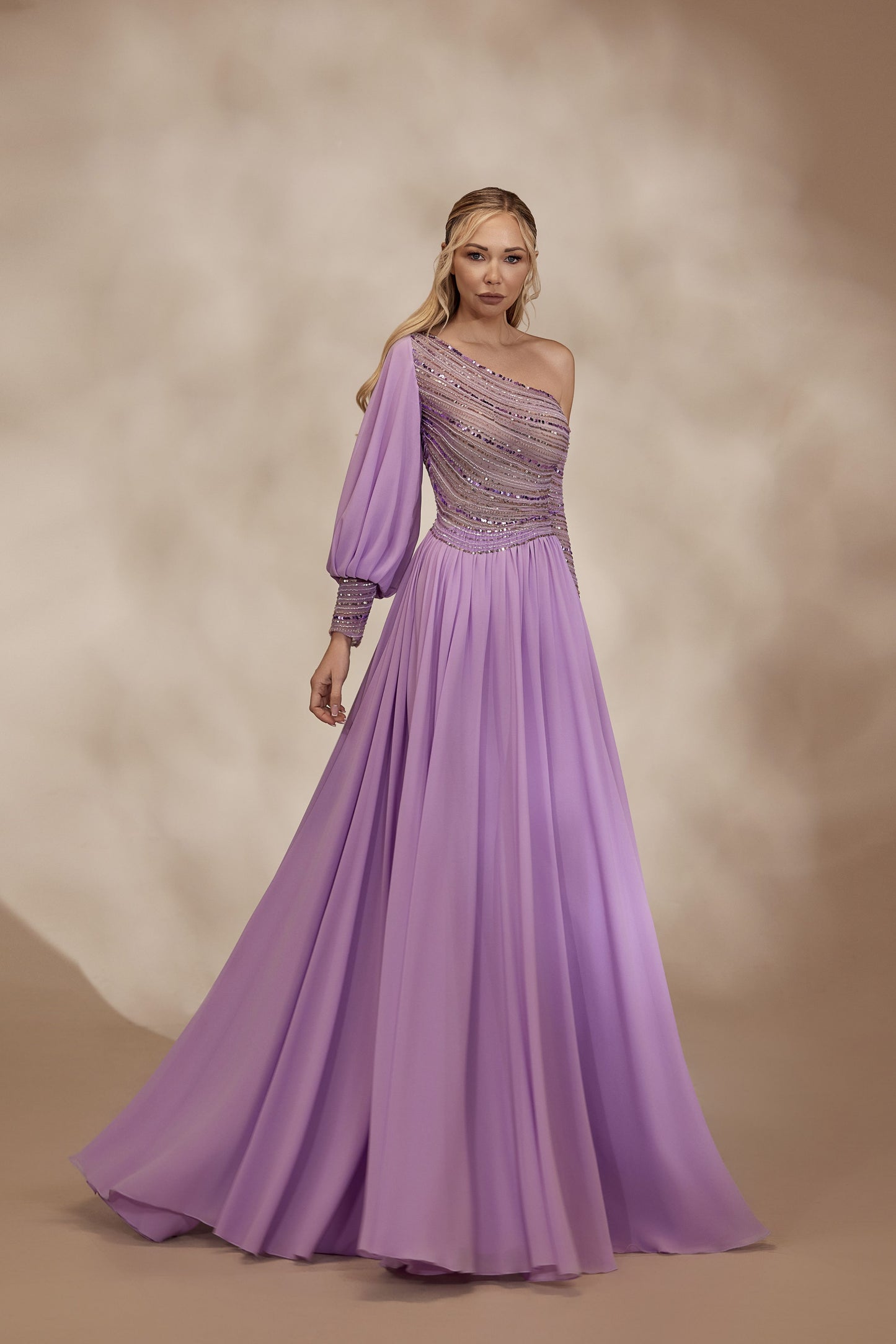 One-Shoulder Lavender Dress