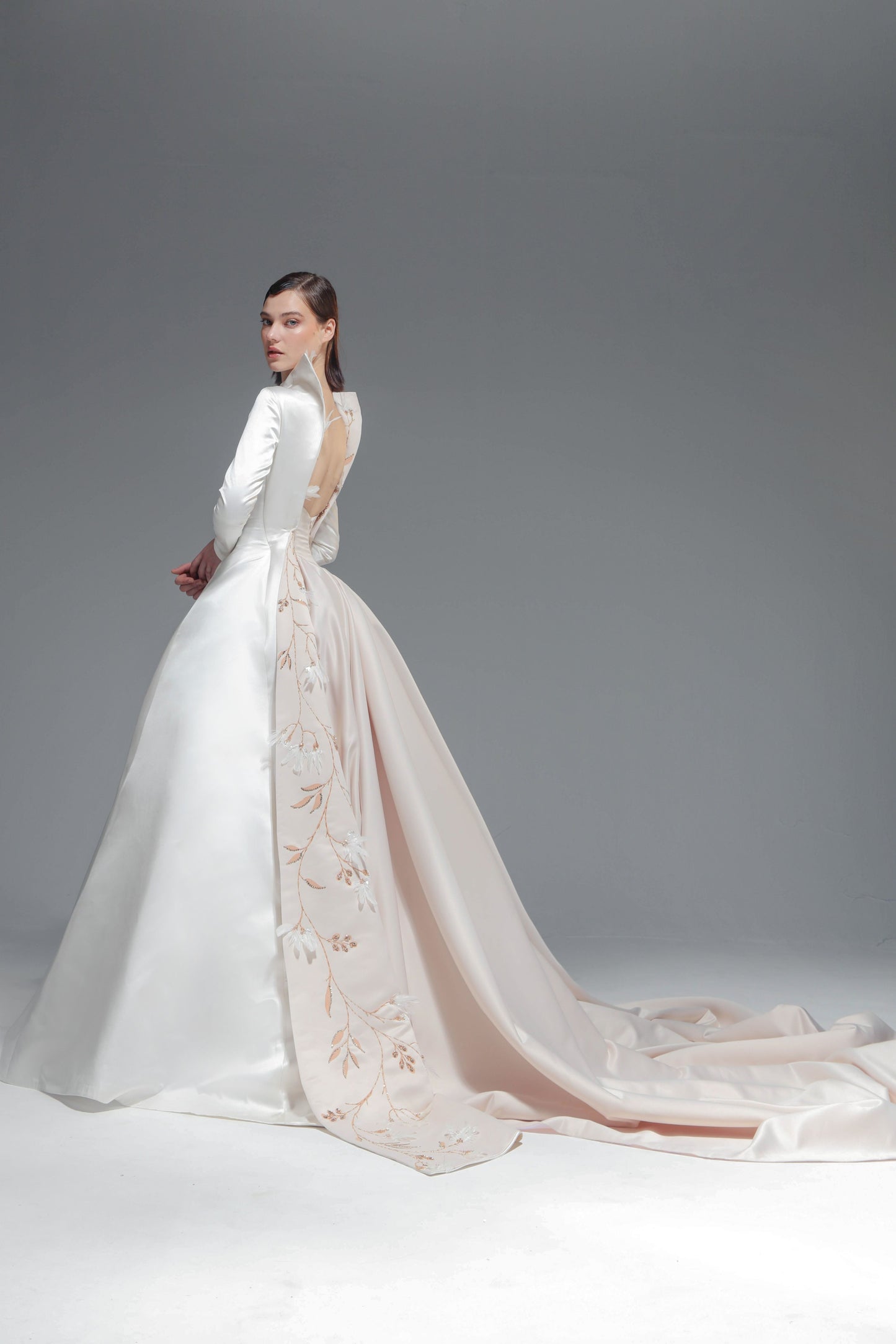Long Sleeve Ball Gown with Overskirt