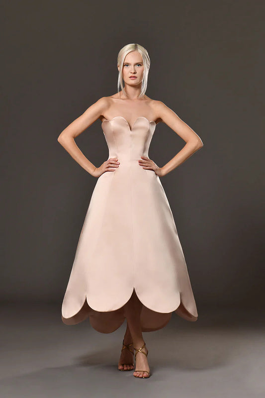 Strapless Open Back Gown