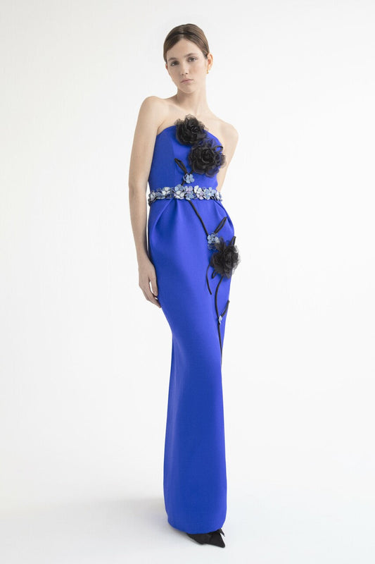 Floral Embellished Gown with Tail