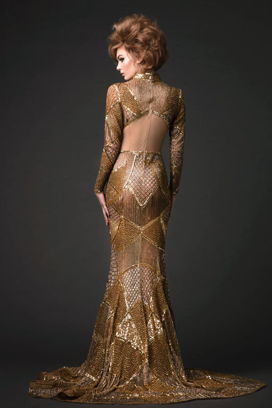 Long Sleeves Sequined Dress