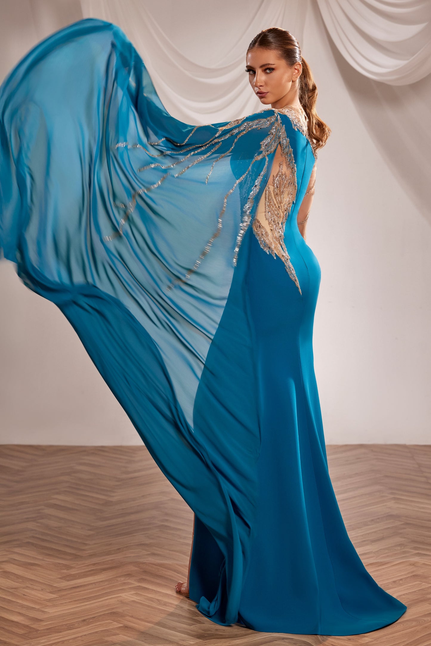 Draped Crepe Gown