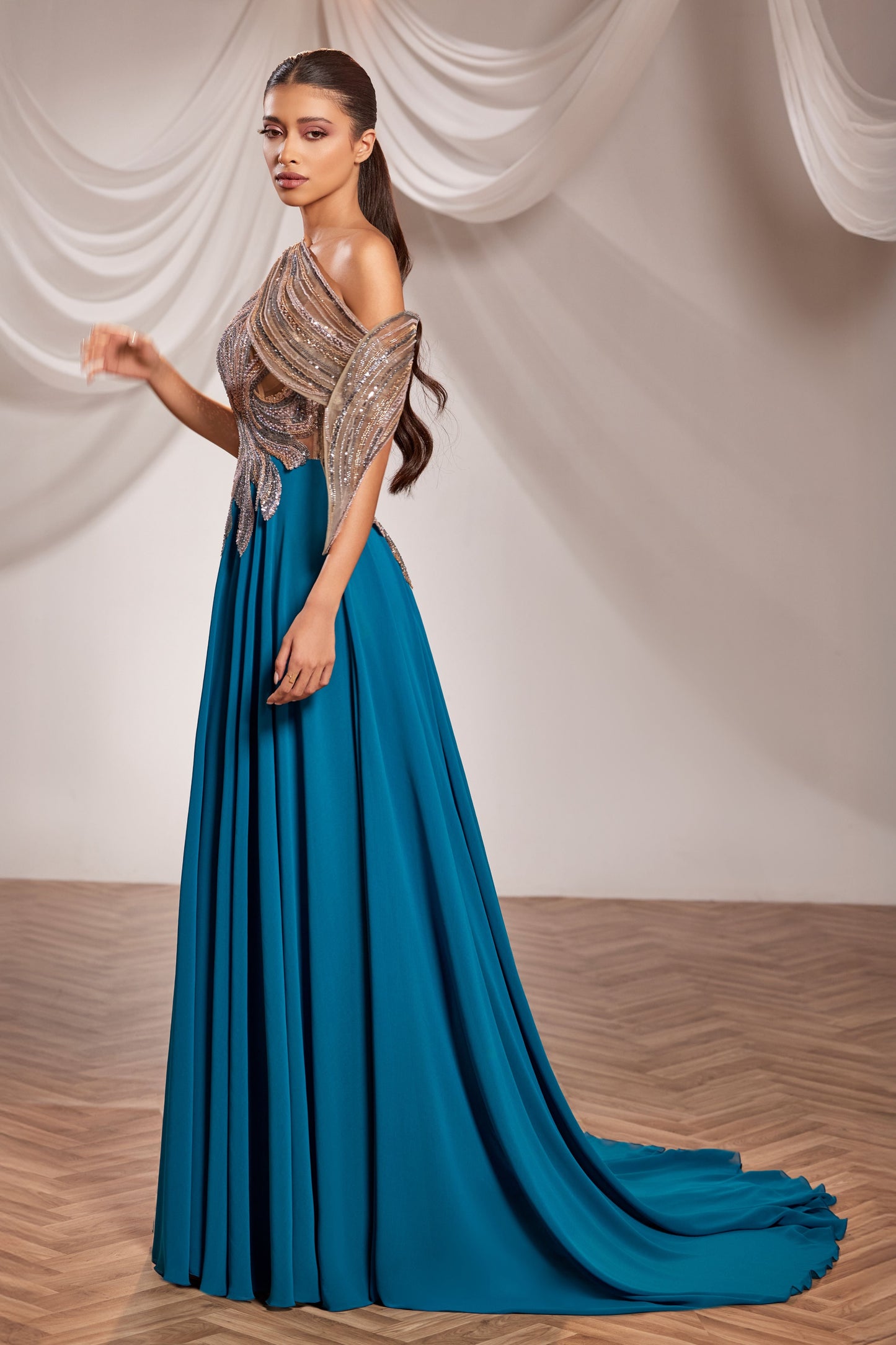 Embroidered Bodice Gown