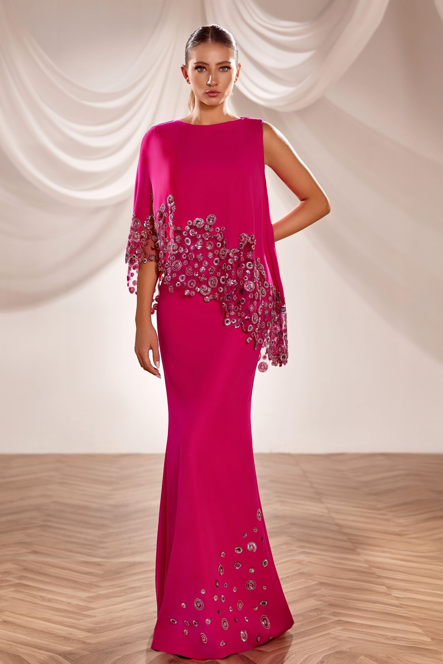 Cape Overlay Gown