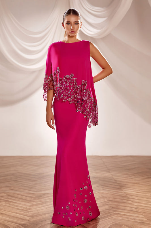 Cape Overlay Gown
