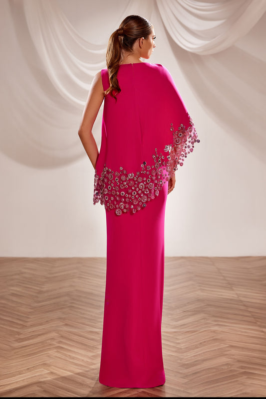 Cape Overlay Gown