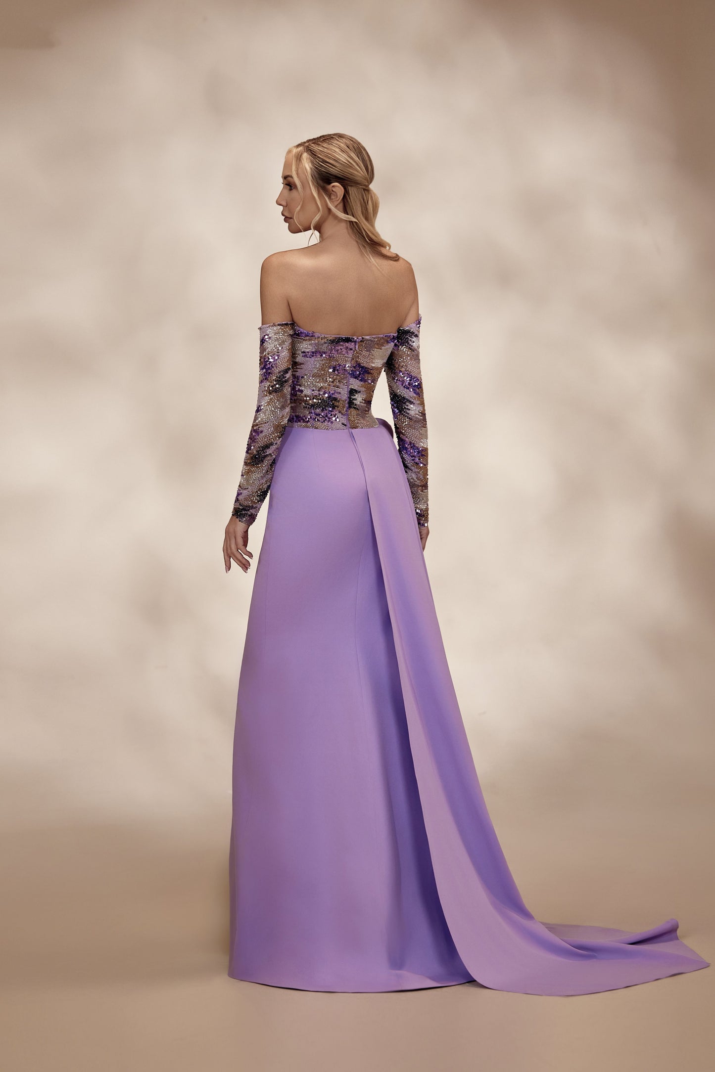 Off-The-Shoulder Lavender Dress