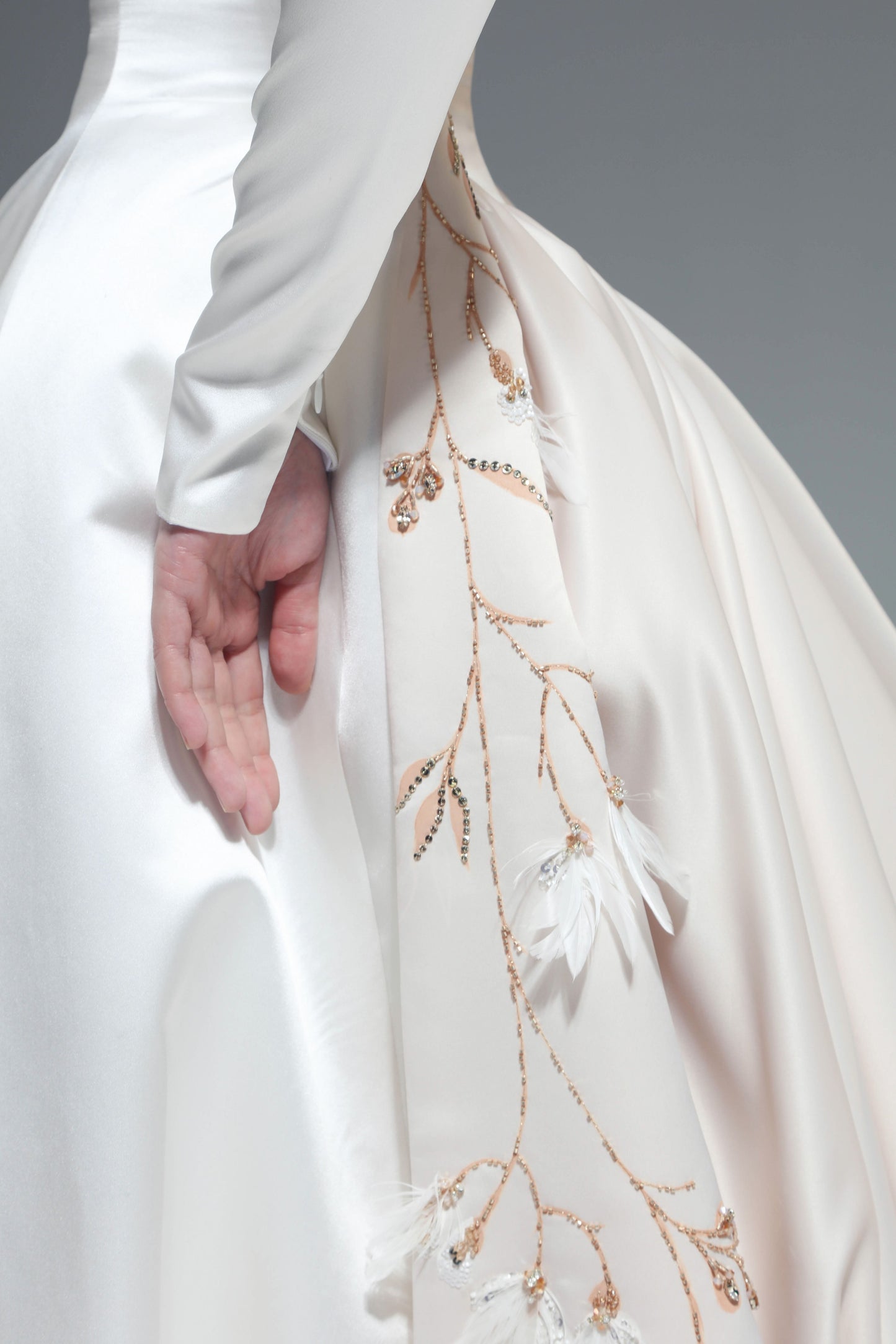 Long Sleeve Ball Gown with Overskirt