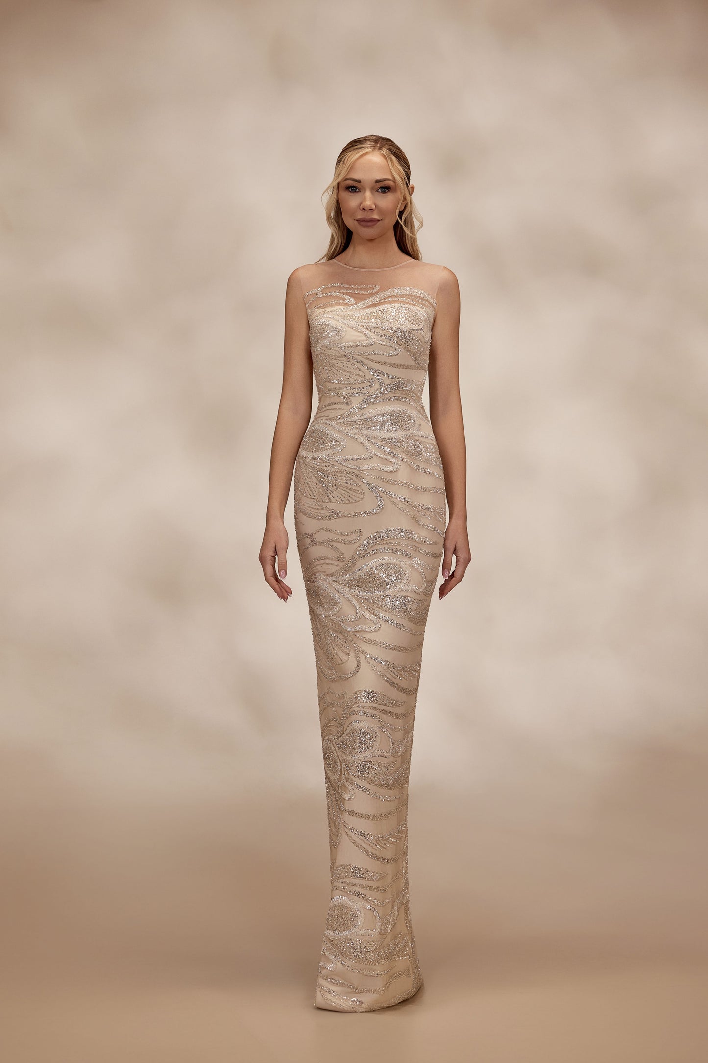 Sleeveless Nude Sequin Dress