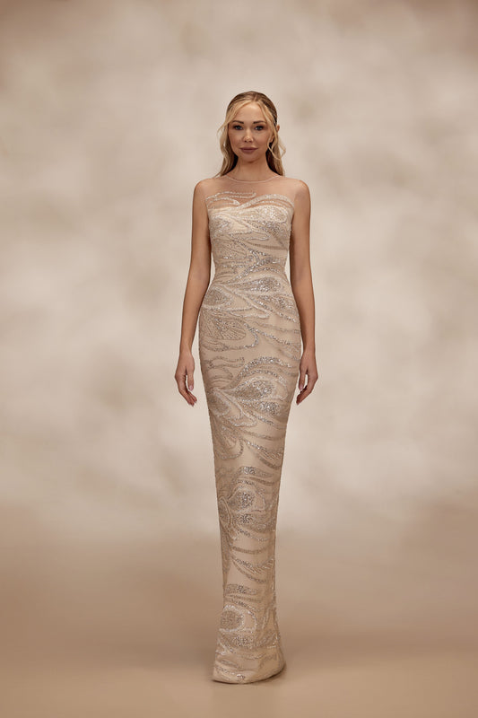 Sleeveless Nude Sequin Dress