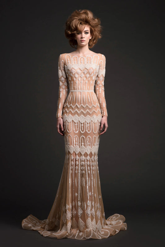 Boat Neck Embellished Dress