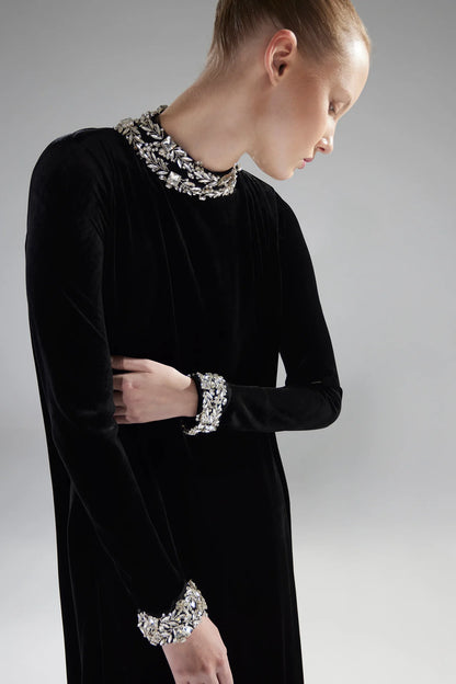 Crystal Embroidered Velvet Gown