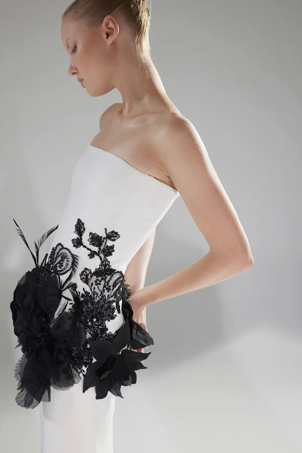 Organza Appliqué Column Gown