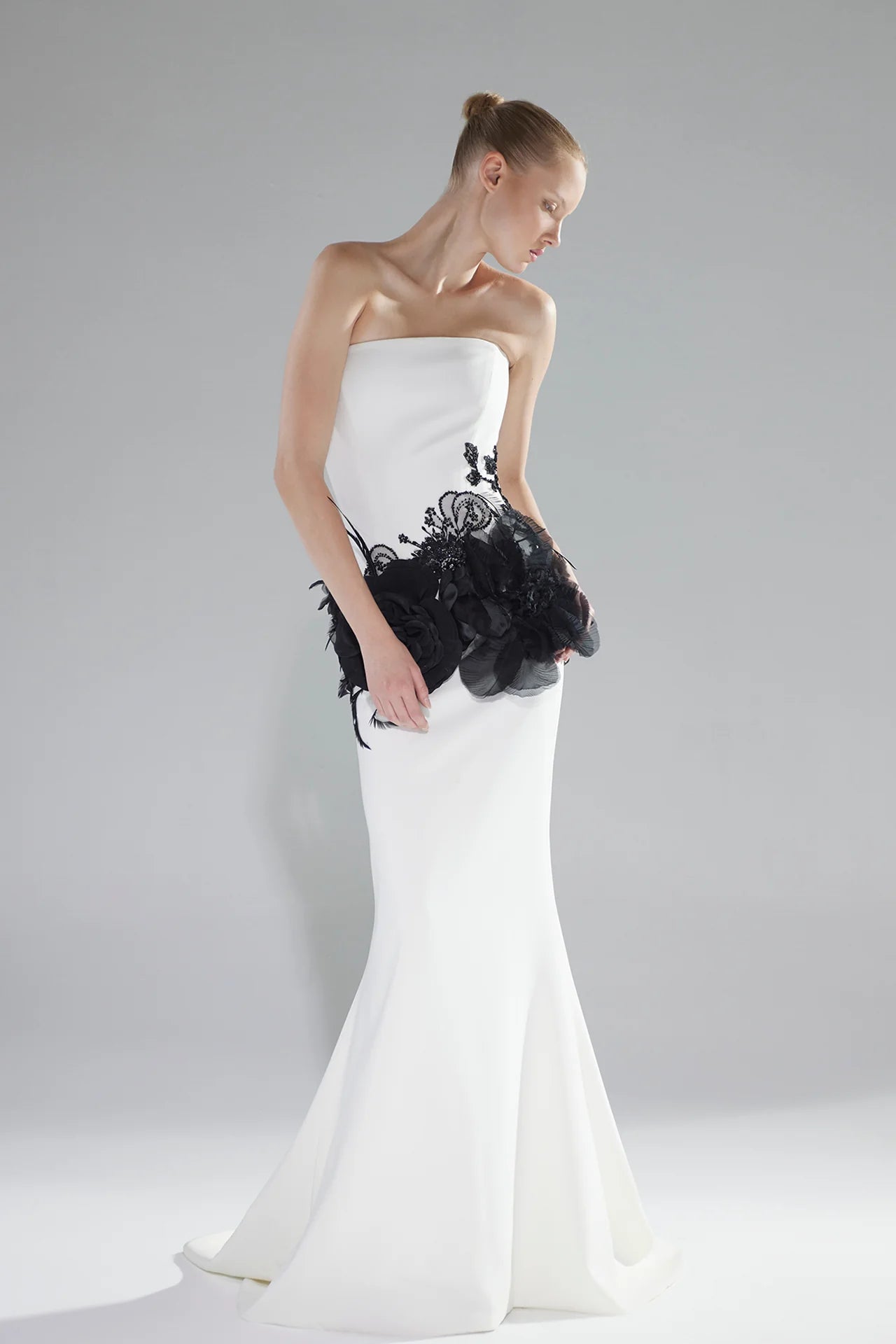 Organza Appliqué Column Gown